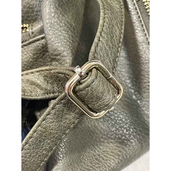Sondra Roberts Squared Pebbled Green Backpack Bag Purse Casual Vegan Leather EUC - Picture 11 of 12